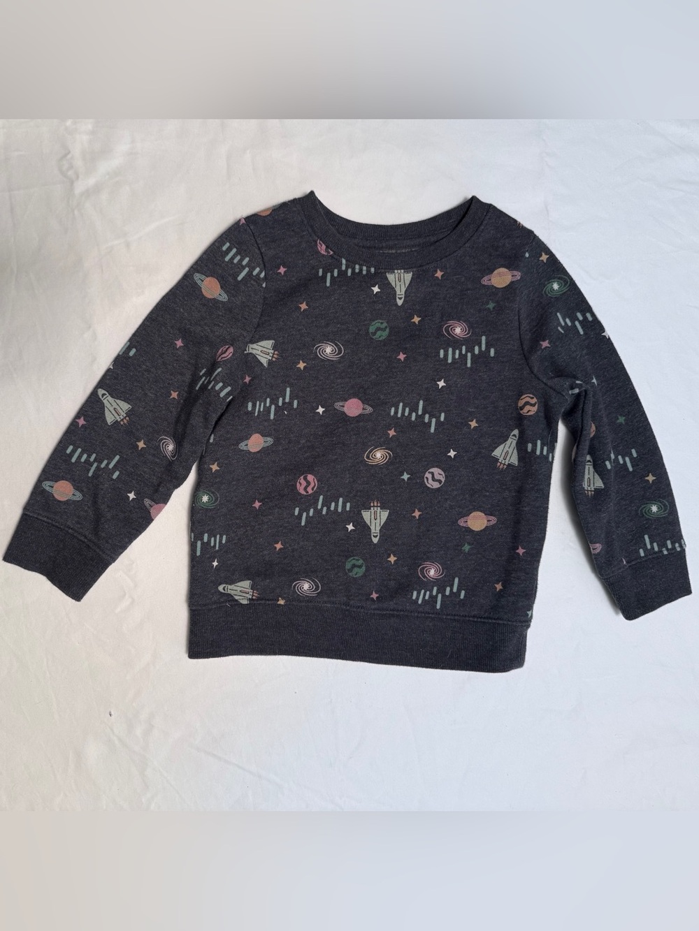 Cat & Jack Navy Space Pattern Sweatshirt with Pastel Accents